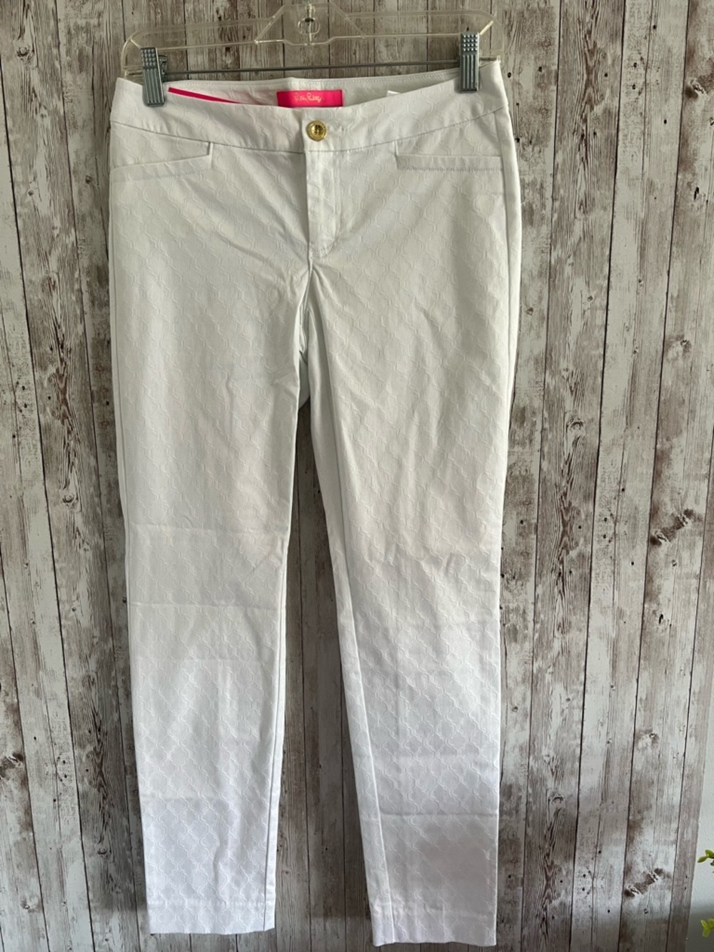 Lilly Pulitzer Kelly White Ankle Cropped Pants Textured Business Work NEW Size 2